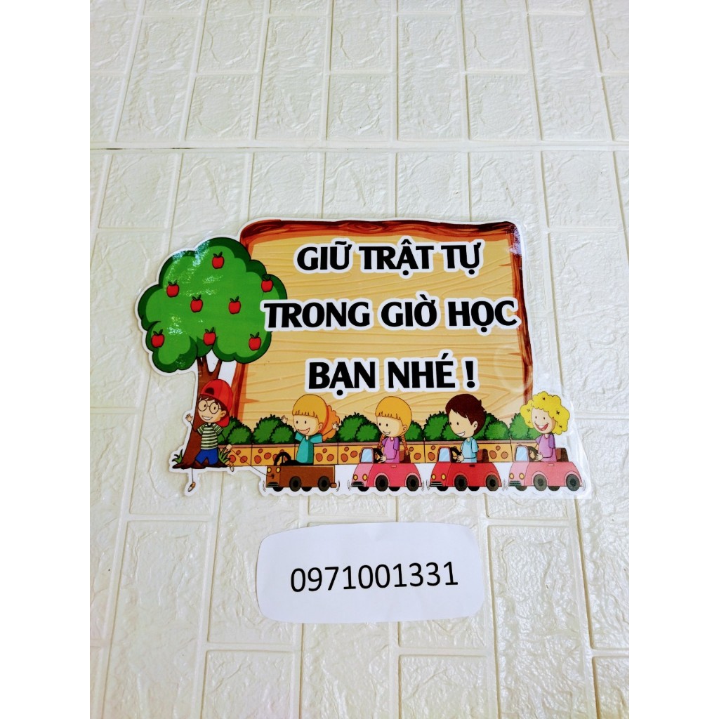 Góc thư viện , Góc học tập , Tắt đèn quạt..... ép plastick sẵn băng dính dán tường