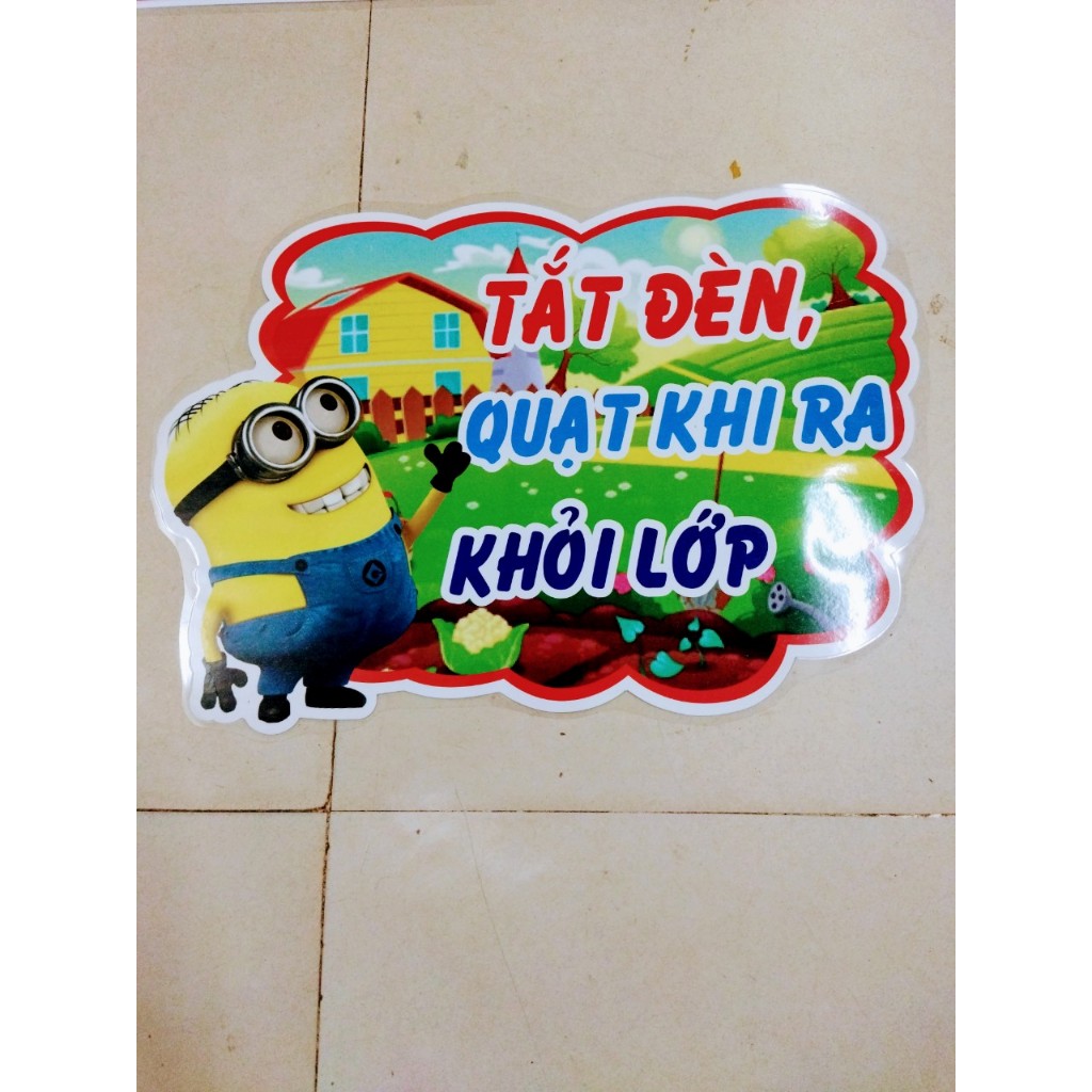 Góc thư viện , Góc học tập , Tắt đèn quạt..... ép plastick sẵn băng dính dán tường