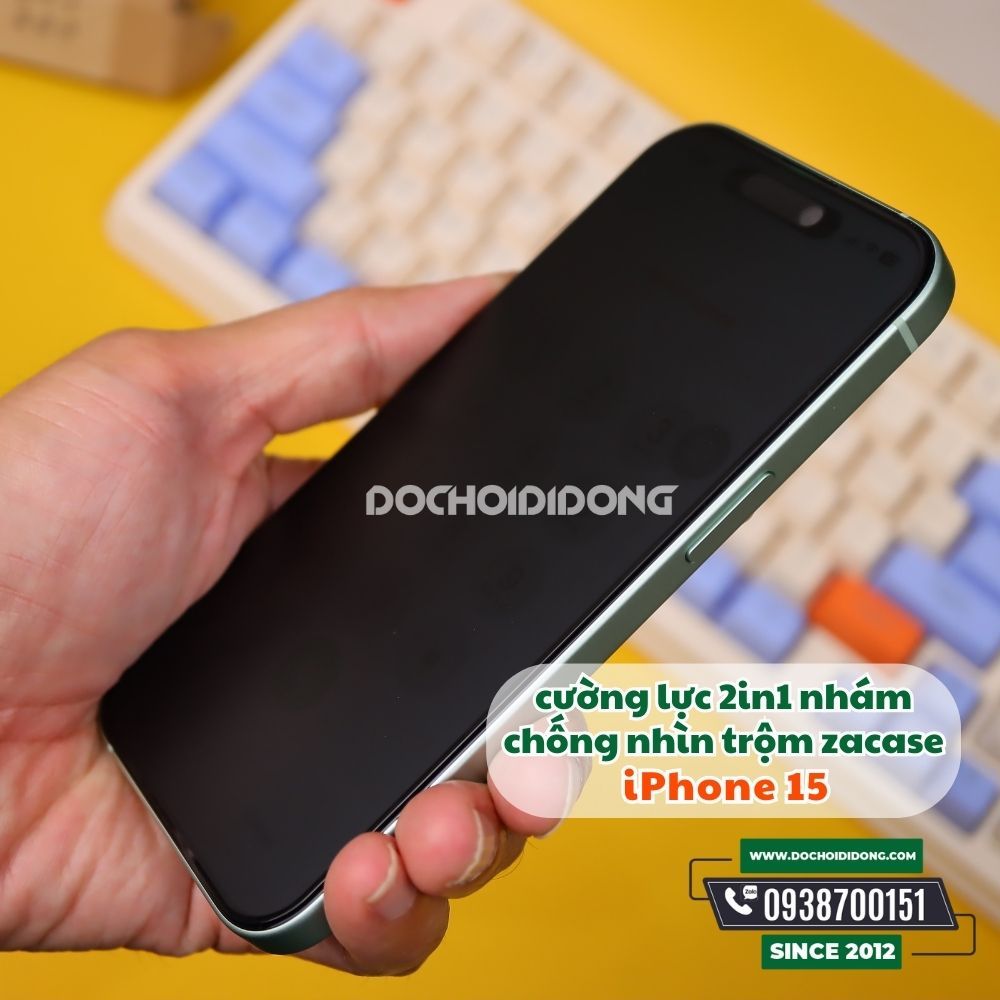 Miếng Dán Cường Lực IPhone 15 15 Plus 15 Pro 15 Pro Max 14 13 12 Pro Max Plus 2 trong 1 Nhám Chống Nhìn Trộm Màn Hình Za