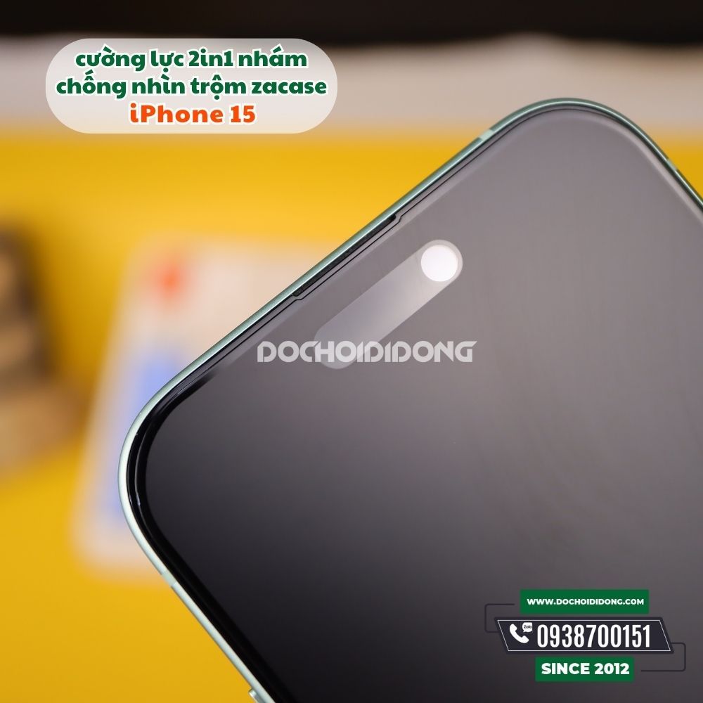 Miếng Dán Cường Lực IPhone 15 15 Plus 15 Pro 15 Pro Max 14 13 12 Pro Max Plus 2 trong 1 Nhám Chống Nhìn Trộm Màn Hình Za