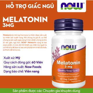 Viên uống hỗ trợ giấc ngủ Now Melatonin 3mg giúp vào giấc dễ dàng giảm