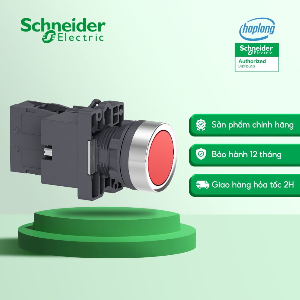 Nút nhấn có đèn Ø22 Schneider XA2EW34M2 màu đỏ đường kính 22mm điện áp 220V AC
