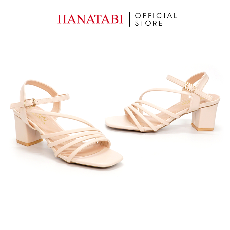 Sandal Nữ Hanatabi 3 Quai Chéo Gót Cao 5cm Hậu C Mã HNSDG5F886