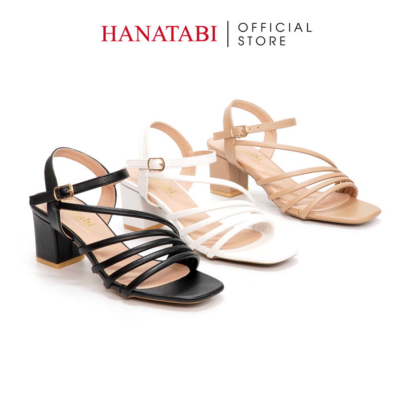 Sandal Nữ Hanatabi 3 Quai Chéo Gót Cao 5cm Hậu C Mã HNSDG5F886