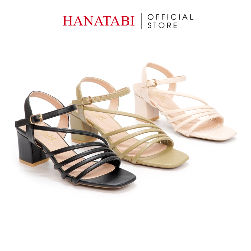 Sandal Nữ Hanatabi 3 Quai Chéo Gót Cao 5cm Hậu C Mã HNSDG5F886