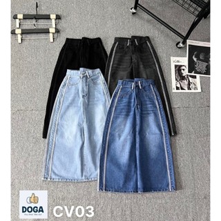 Chân váy JEANS phối sọc viền trẻ trung năng động 4 màu
