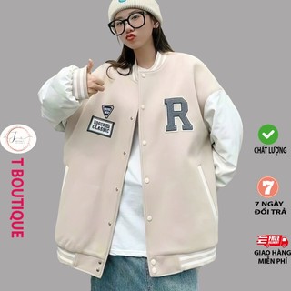 Áo Khoác Da Lộn 2 Lớp Unisex Nam Nữ Form Rộng Thêu Chữ R Chất Dày Dặn Cực Xịn