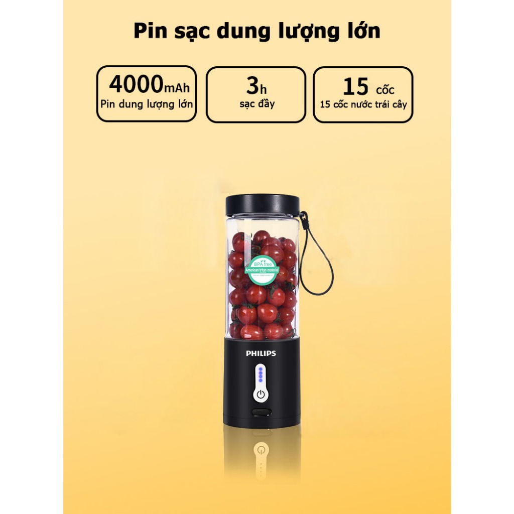 Máy Xay Sinh Tố Mini Cầm Tay Đa Năng - máy say sinh tố đa năng mini - 6 lưỡi - Dung Lượng Pin 4000Mah Công Suất 48W