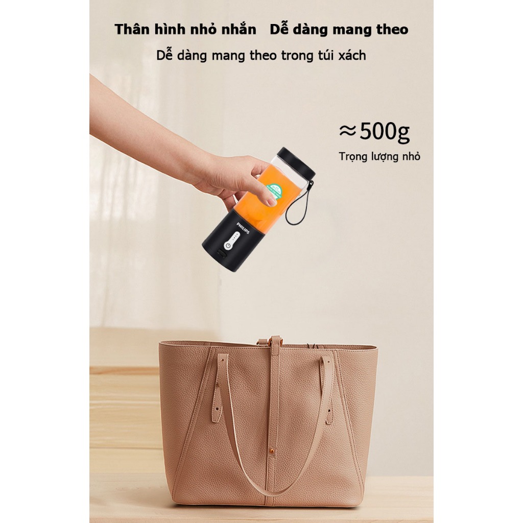 Máy Xay Sinh Tố Mini Cầm Tay Đa Năng - máy say sinh tố đa năng mini - 6 lưỡi - Dung Lượng Pin 4000Mah Công Suất 48W