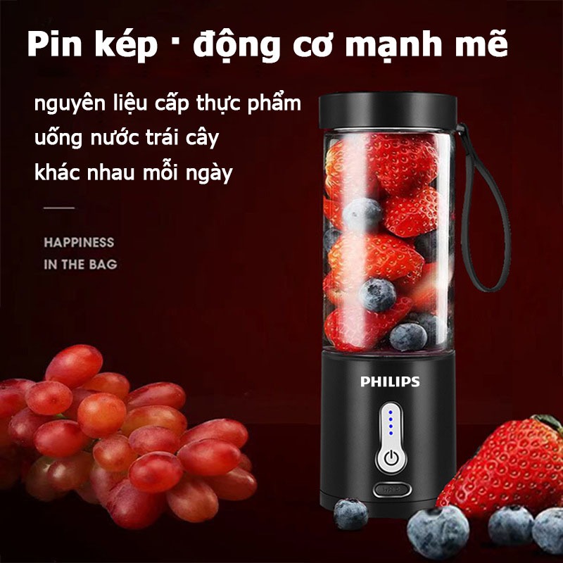 Máy Xay Sinh Tố Mini Cầm Tay Đa Năng - máy say sinh tố đa năng mini - 6 lưỡi - Dung Lượng Pin 4000Mah Công Suất 48W