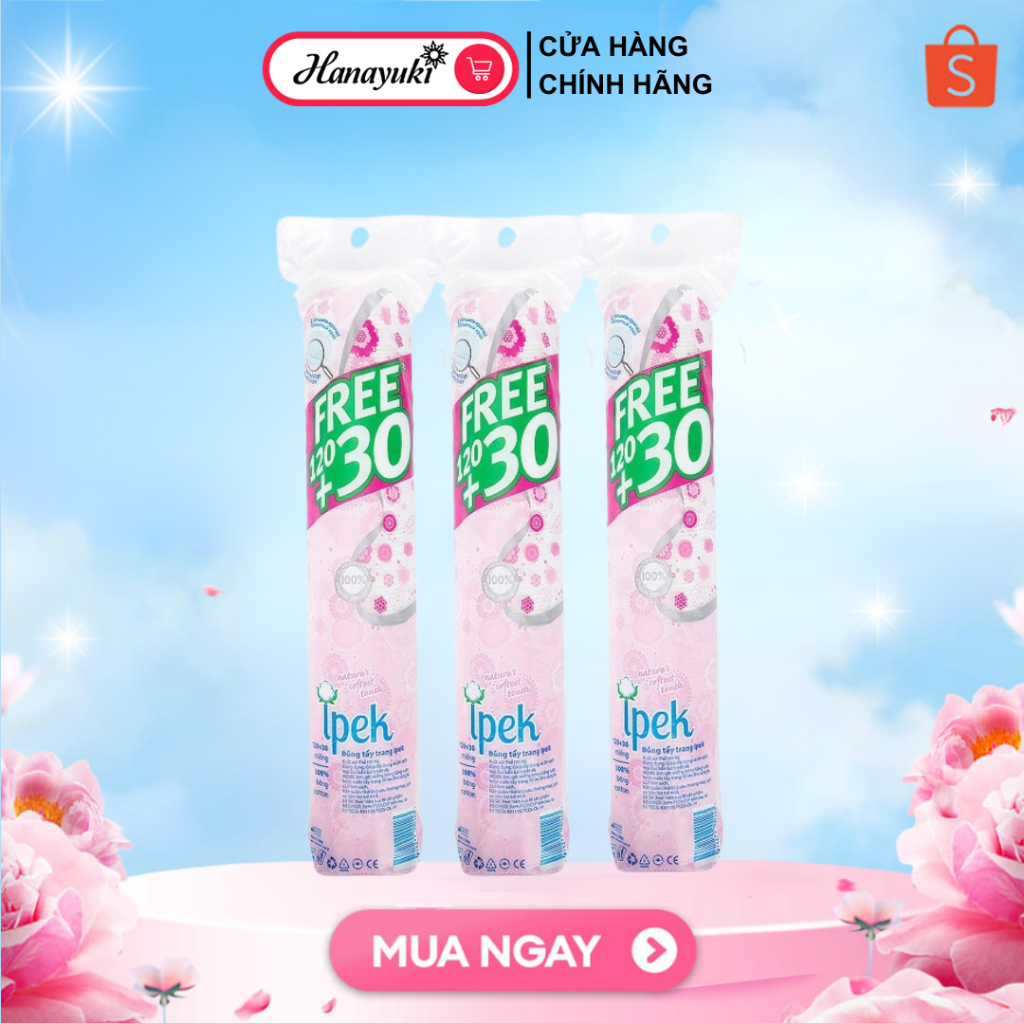 Bông Tẩy Trang IPEK Thổ Nhĩ Kỳ Mềm Mịn 100% Cotton loại 150 miếng