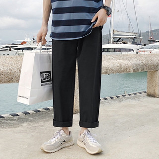 Quần Kaki Nam Baggy Ống Suông Basic Unisex - Kiểu quần baggy nam ống rộng màu đen S0