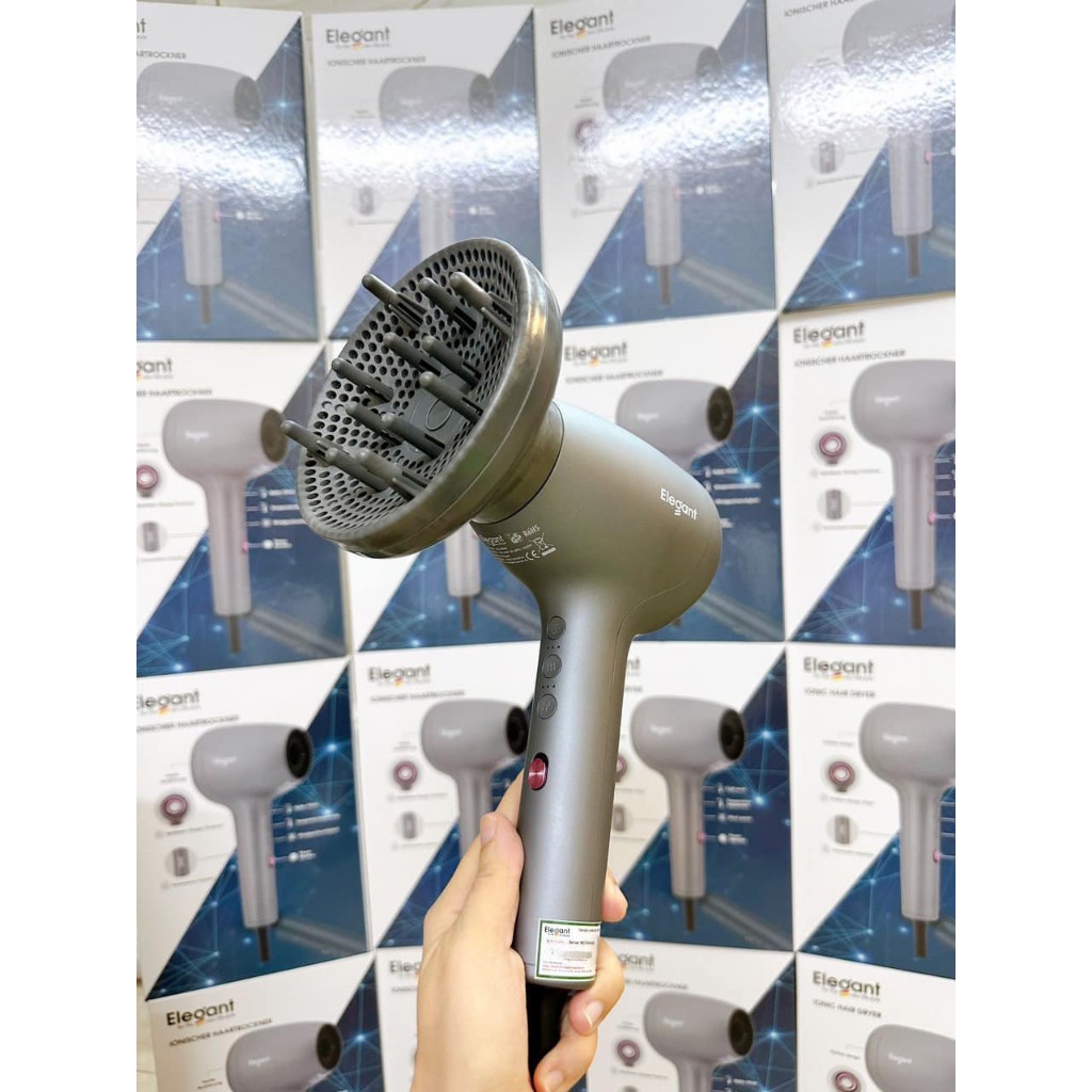 Máy sấy tóc thông minh ion âm ELEGANT D9898 giữ ẩm cho tóc giảm khô sơ gẫy rụng công suất 1800w BH 12 tháng