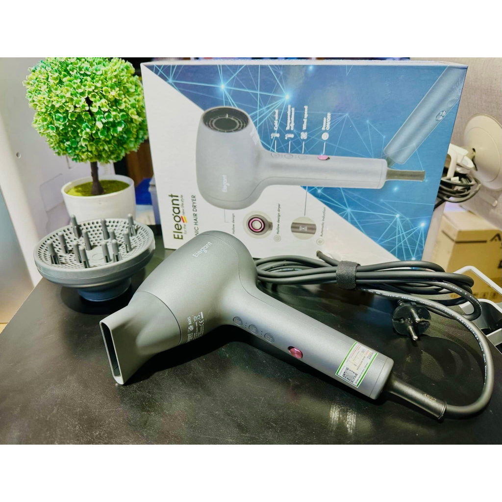Máy sấy tóc thông minh ion âm ELEGANT D9898 giữ ẩm cho tóc giảm khô sơ gẫy rụng công suất 1800w BH 12 tháng