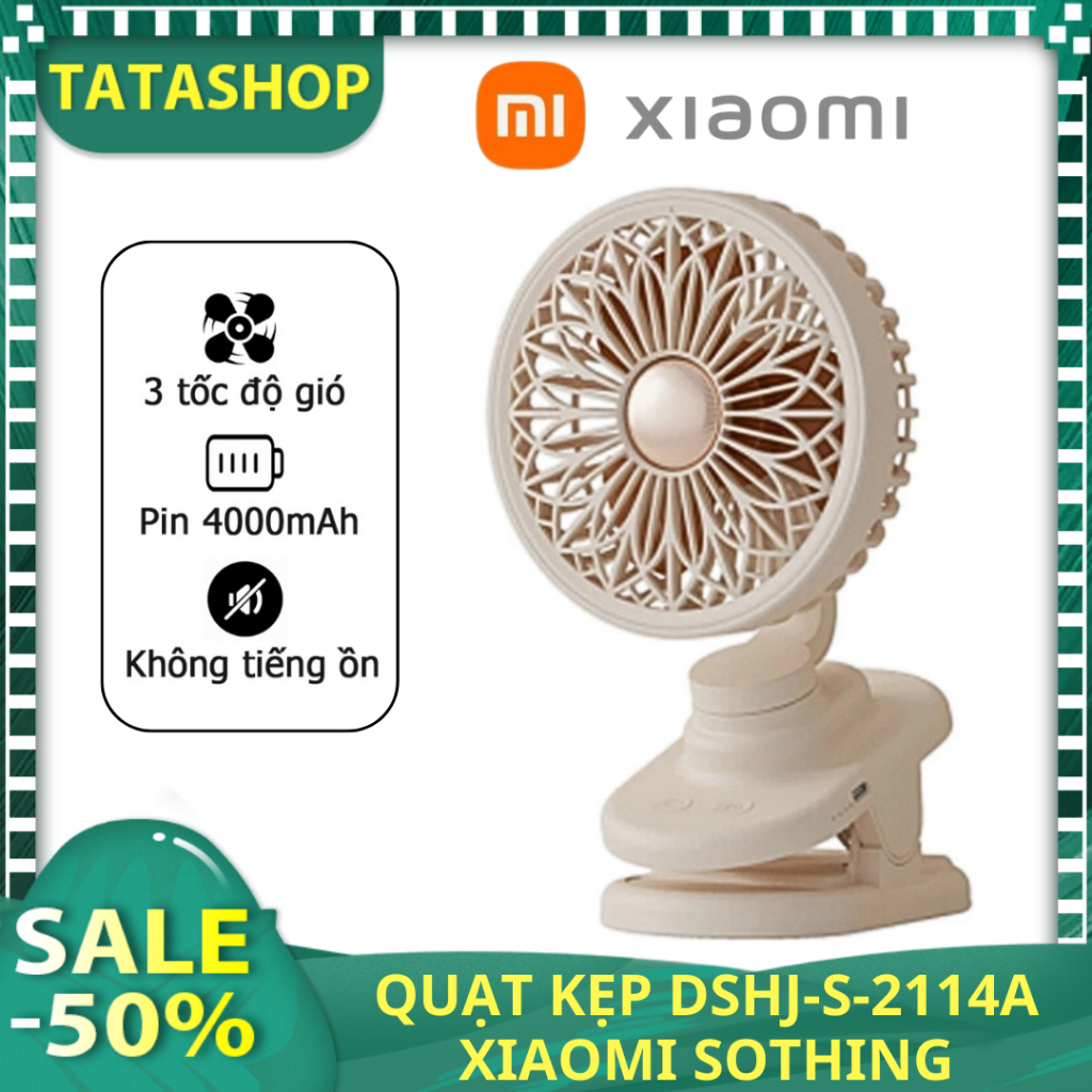 Quạt tích điện Sothing DSHJ-S-2114, có kẹp để bàn, 3 tốc độ tạo gió cực mát, quạt có xoay đảo chiều, pin trâu siêu bền