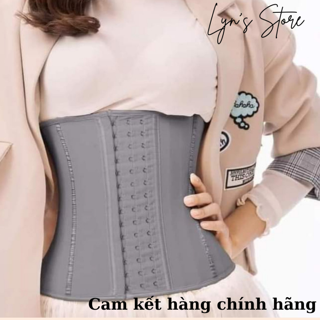 Đai nịt bụng giảm mỡ định hình eo latex Corset Chuẩn 25 xương màu xám tặng kèm áo lót 100k hạ size miễn phí 2 lần.