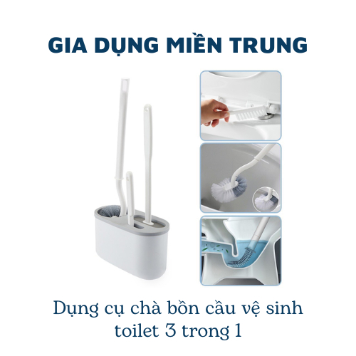 Dụng cụ chà bồn cầu vệ sinh toilet 3 trong 1 treo tường