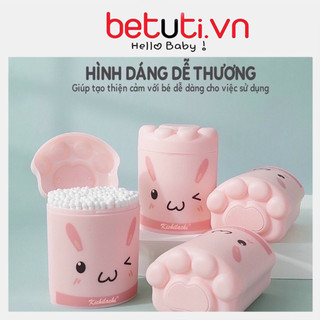 Tăm bông ngoáy tai hình thỏ Kichilachi( hộp 200 que) cho bé từ sơ sinh
