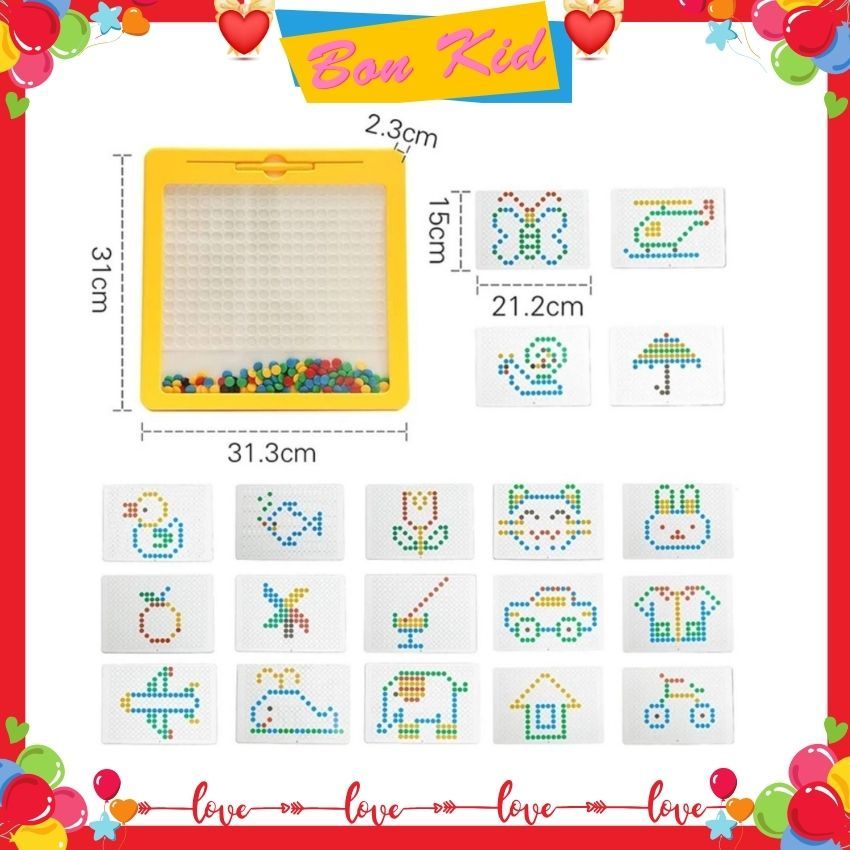 Bảng vẽ xếp hình nam châm thế hệ mới - đồ chơi giáo dục bảng vẽ bút bi nam châm từ tính cho bé