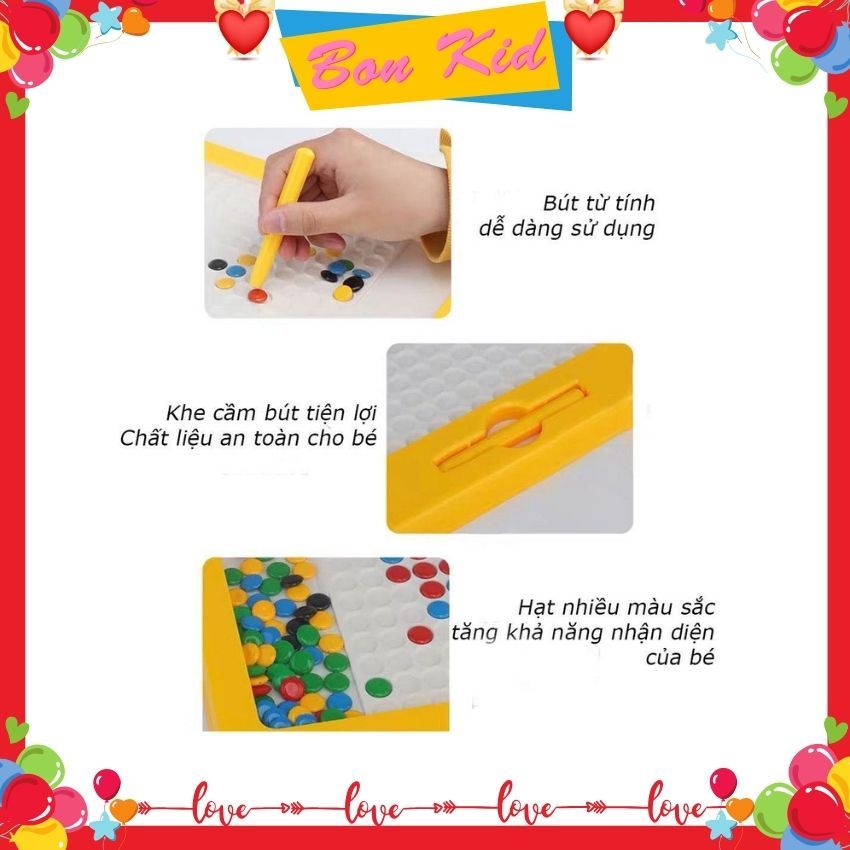 Bảng vẽ xếp hình nam châm thế hệ mới - đồ chơi giáo dục bảng vẽ bút bi nam châm từ tính cho bé