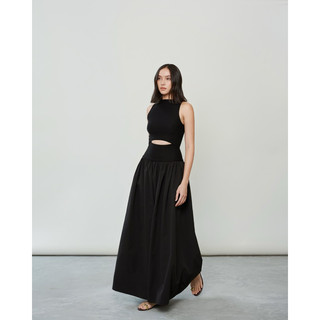 Kelly Dress - Đầm maxi xoè phối thun tôn dáng , cổ thuyền, cut-out eo rất phong cách, cá tính  I Estte Vietnam