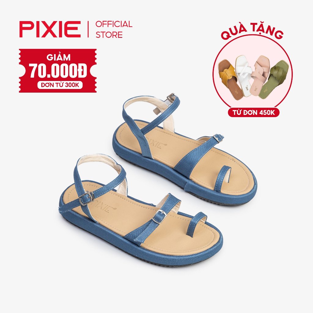 Giày Sandal Đế Xuồng 2cm Quai Phối Khóa E216 Pixie