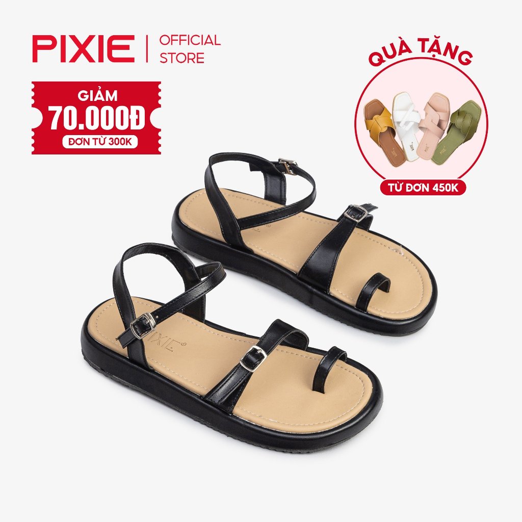 Giày Sandal Đế Xuồng 2cm Quai Phối Khóa E216 Pixie