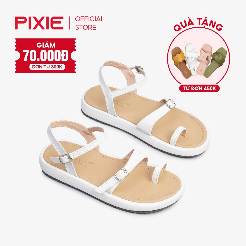 Giày Sandal Đế Xuồng 2cm Quai Phối Khóa E216 Pixie