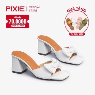 Guốc Cao Gót 7cm Quai Ngang Phối Nơ H213 Pixie
