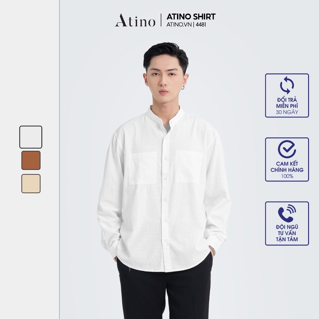 Áo Sơ Mi Dài Tay Nam Trơn ATINO Vải Cotton mềm mịn thoáng mát Form Regular SM3.4481