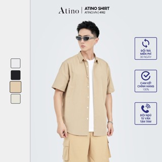  Áo sơ mi cộc tay nam Trơn ATINO vải Cotton Bamboo Thoáng Mát form regular SM4.4982 