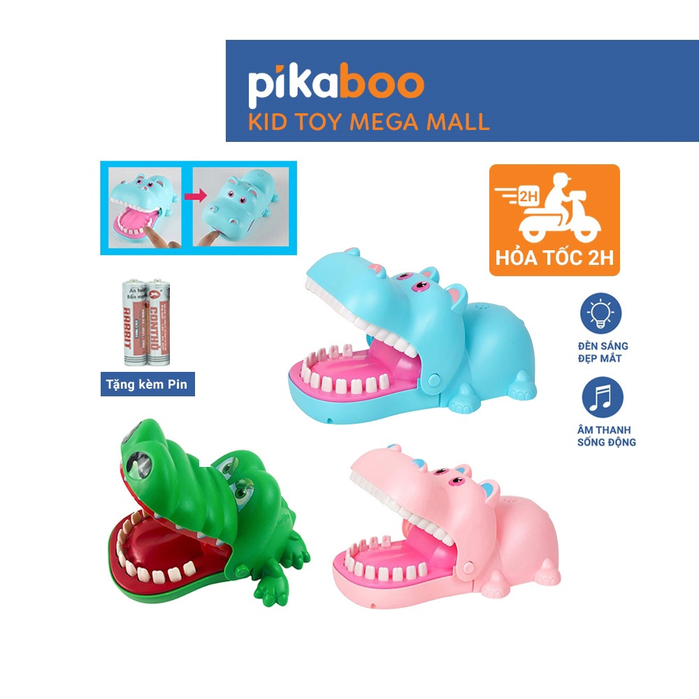 Đồ chơi khám răng cá sấu cắn tay vui nhộn cho bé Pikaboo chất liệu nhựa an toàn cho trẻ từ 3 tuổi