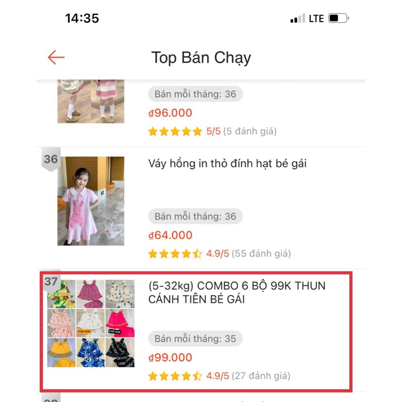 COMBO 6 BỘ 99K THUN CÁNH TIÊN BÉ GÁI