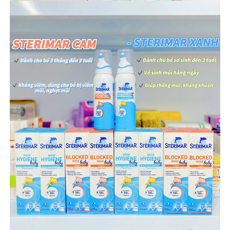 Xịt Mũi Cá Heo Sterimar Pháp Cho Bé Sơ Sinh Giúp Giảm Viêm Mũi 0m+ 100ml - Bố Bắp Store