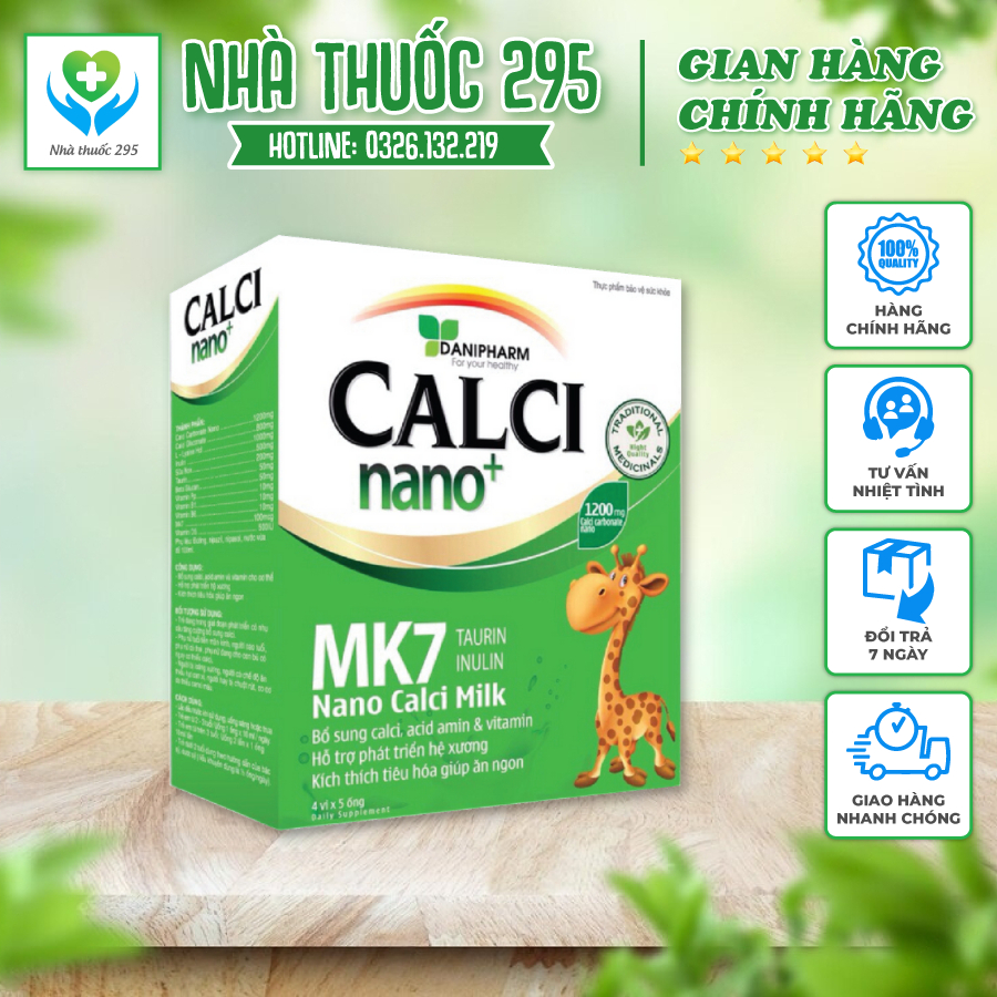 Canxi milk nano mk7 DANIPHARM 💥 CHÍNH HÃNG 💥 Canxi cho bé ăn ngon ngủ tốt