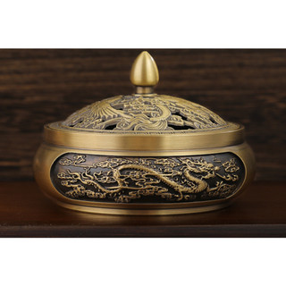 Lư đồng đốt trầm,lư xông trầm bằng đồng nguyên chất tặng đế hồ lô và miếng lót chống cháy