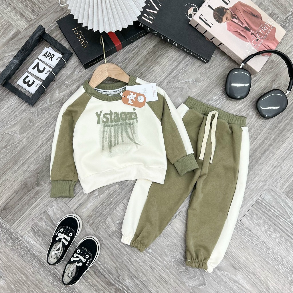 Bộ Quần Áo Thu Đông Dài Tay Chất Da Cá Đẹp Cho Bé Trai