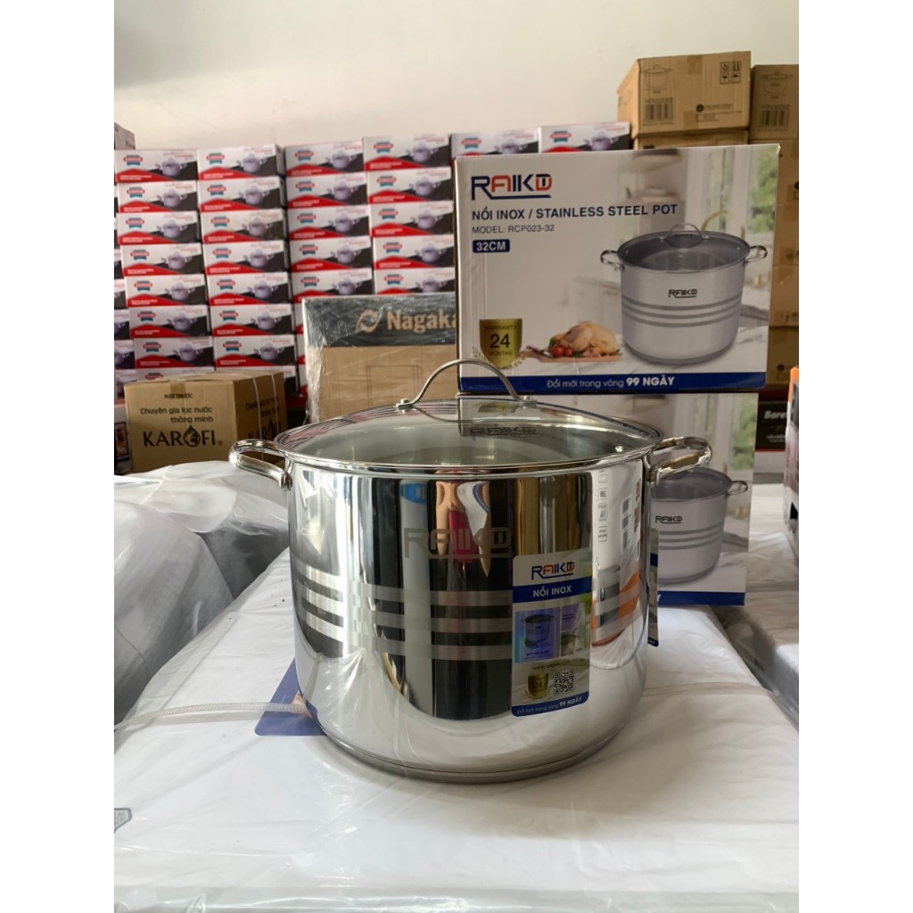 Nồi luộc gà inox 5 đáy Raika RKN-32 dung tích 15L - Nồi luộc gà, nấu canh, hầm xương size 32 kích thước lớn