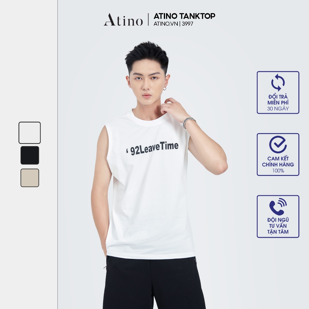 Áo Tank Top Ba Lỗ Nam ATINO Chất Cotton Thoáng Mát form Slim-Fit TT3.3997