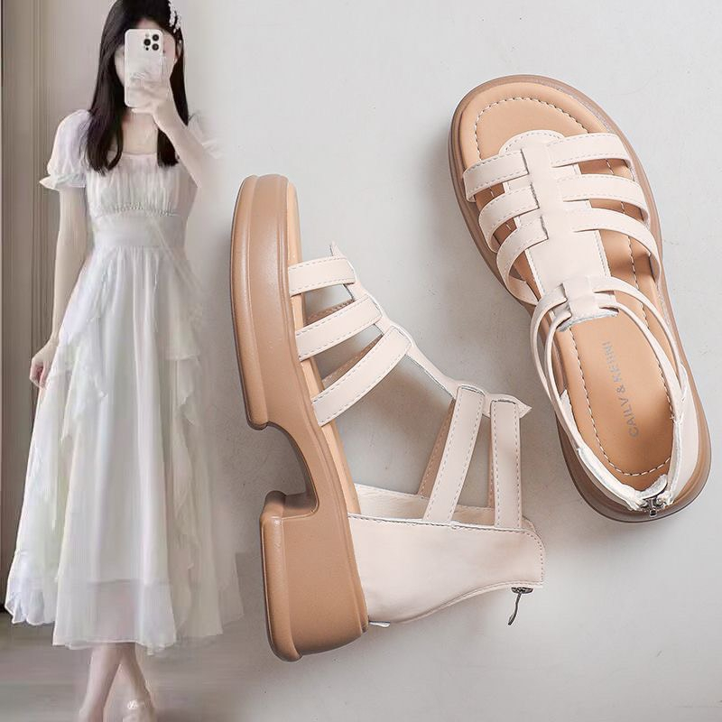 Giày Sandal  Roman Đế Dày 5cm  Ulzzang Đế Cao Su Êm Ái Phong Cách Vintage - S01 Hàng Quảng Châu cao cấp