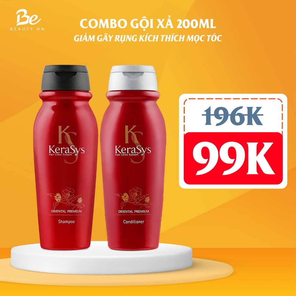 Combo dầu gội, xả Thảo Dược Giảm Gãy Rụng Kích Thích Mọc Tóc Kerasys Oriental Premium Hàn Quốc