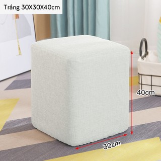  Ghế Đôn Sofa Vuông Ghế Bàn Trang Điểm MÀU TRẮNG 30x30x40CM - Bọc Mút Dày Dặn - HOÀN TIỀN 100% 