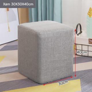 Ghế Đôn Sofa Vuông, Ghế Bàn Trang Điểm MÀU XÁM 30x30x40CM - Bọc Mút Dày Dặn - HOÀN TIỀN 100%