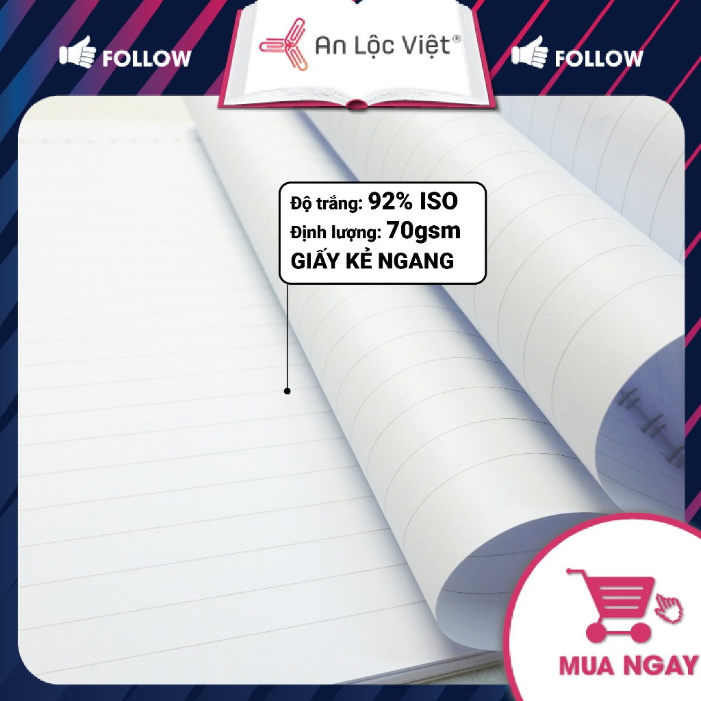 Sổ lò xo A5 160 trang kẻ ngang, bìa trắng họa tiết cute siêu dễ thương, giấy dày định lượng 70gsm