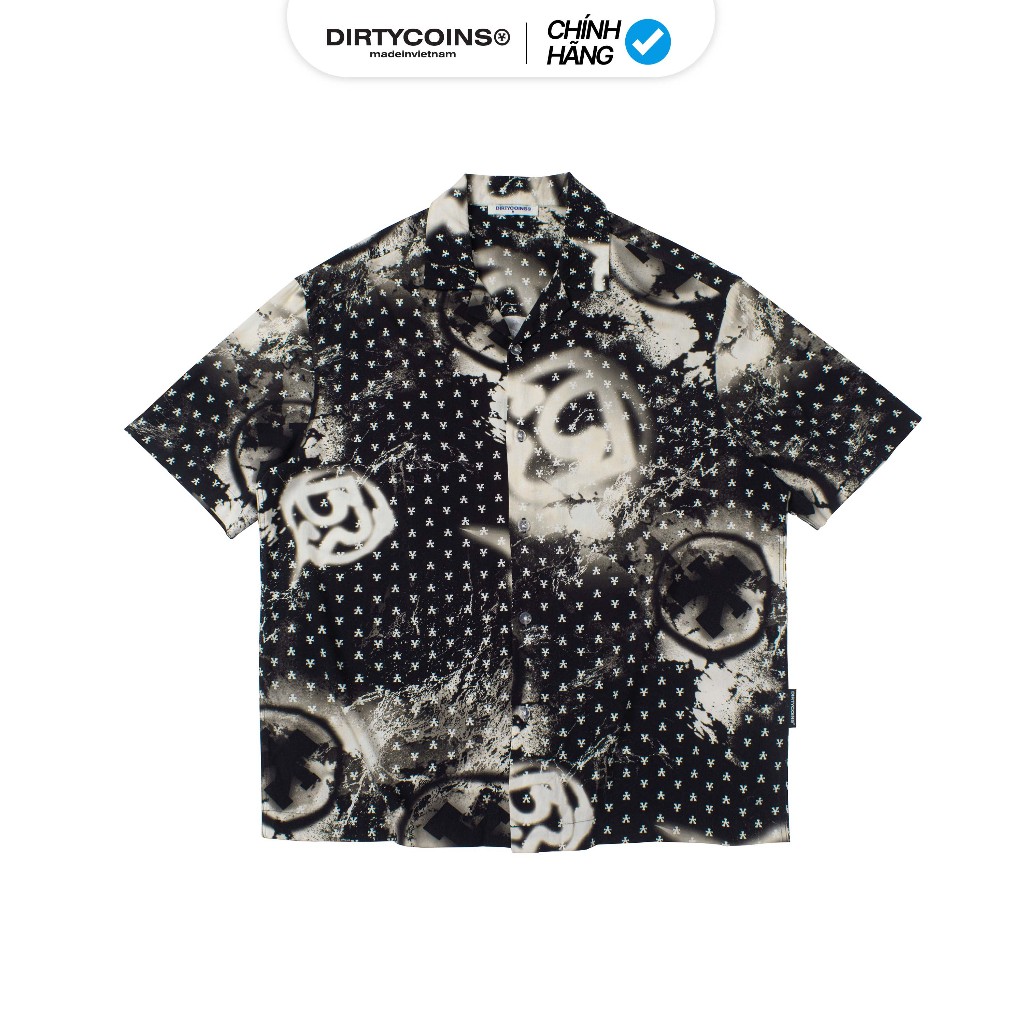 Áo Sơmi [DirtyCoins x B Ray] Watercolor All Print Shirt - Black