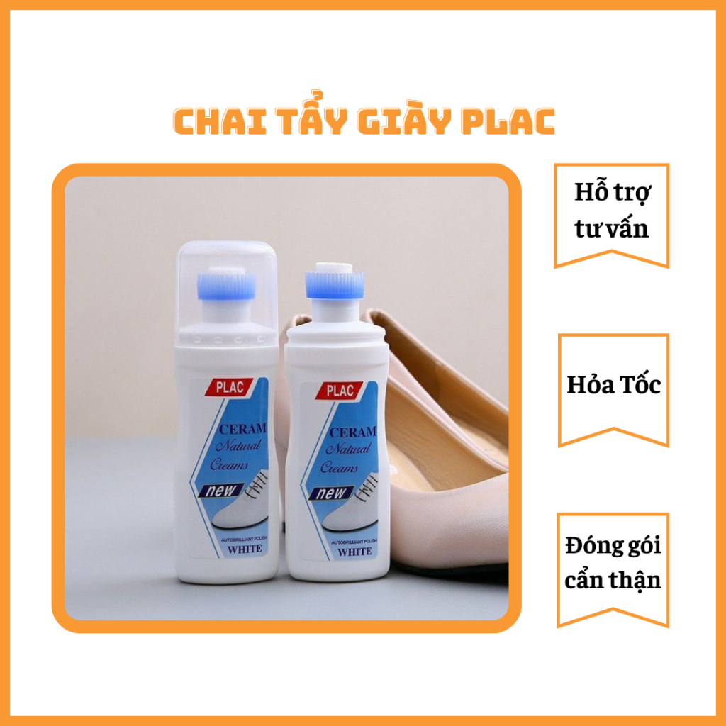 Chai tẩy trắng tất cả các loại giày dép túi xách Plac - Chai tẩy giày đầu bàn chải