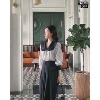 Sơ mi kẻ cổ bèo sang chảnh tiểu thư TK2298