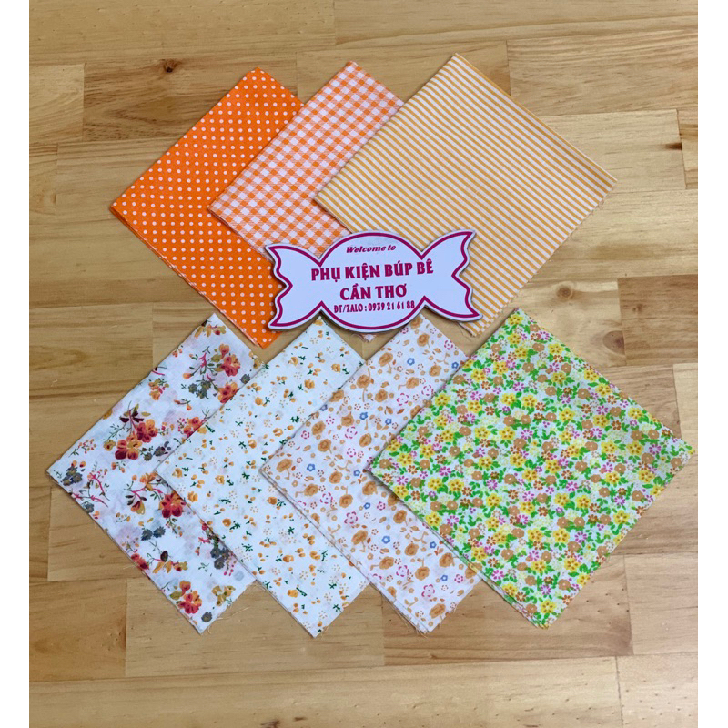 Set 7 mảnh vải 25x25cm may quần áo cho bup bê