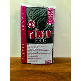 Ống hút cong đen, phi 6, bịch 80 cái _ống hút cà phê, nước ép, sinh tố_ống hút cong cao cấp