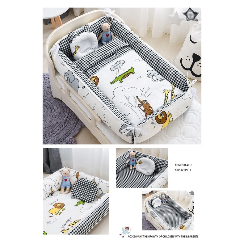 Đệm nằm 2 mặt đảo ngược nâng cấp mới,sử dụng cả 2 mặt mở rộng các góc cạnh(tặng kèm gối cho bé)